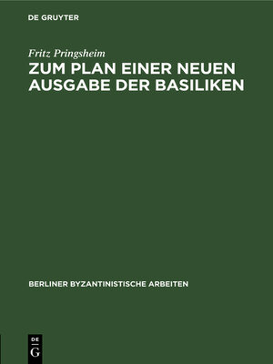 cover image of Zum Plan einer neuen Ausgabe der Basiliken